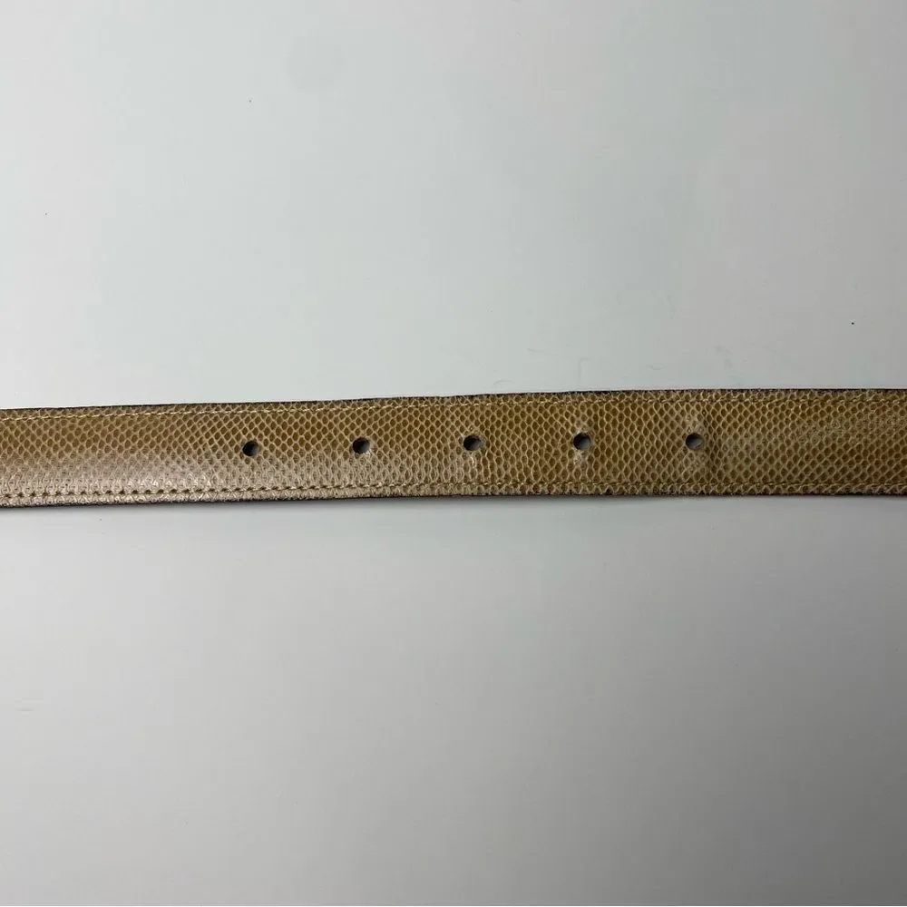 Riki Designs Genuine Leather Snakeskin Belt Gold Aztec Buckle Women's Size XL